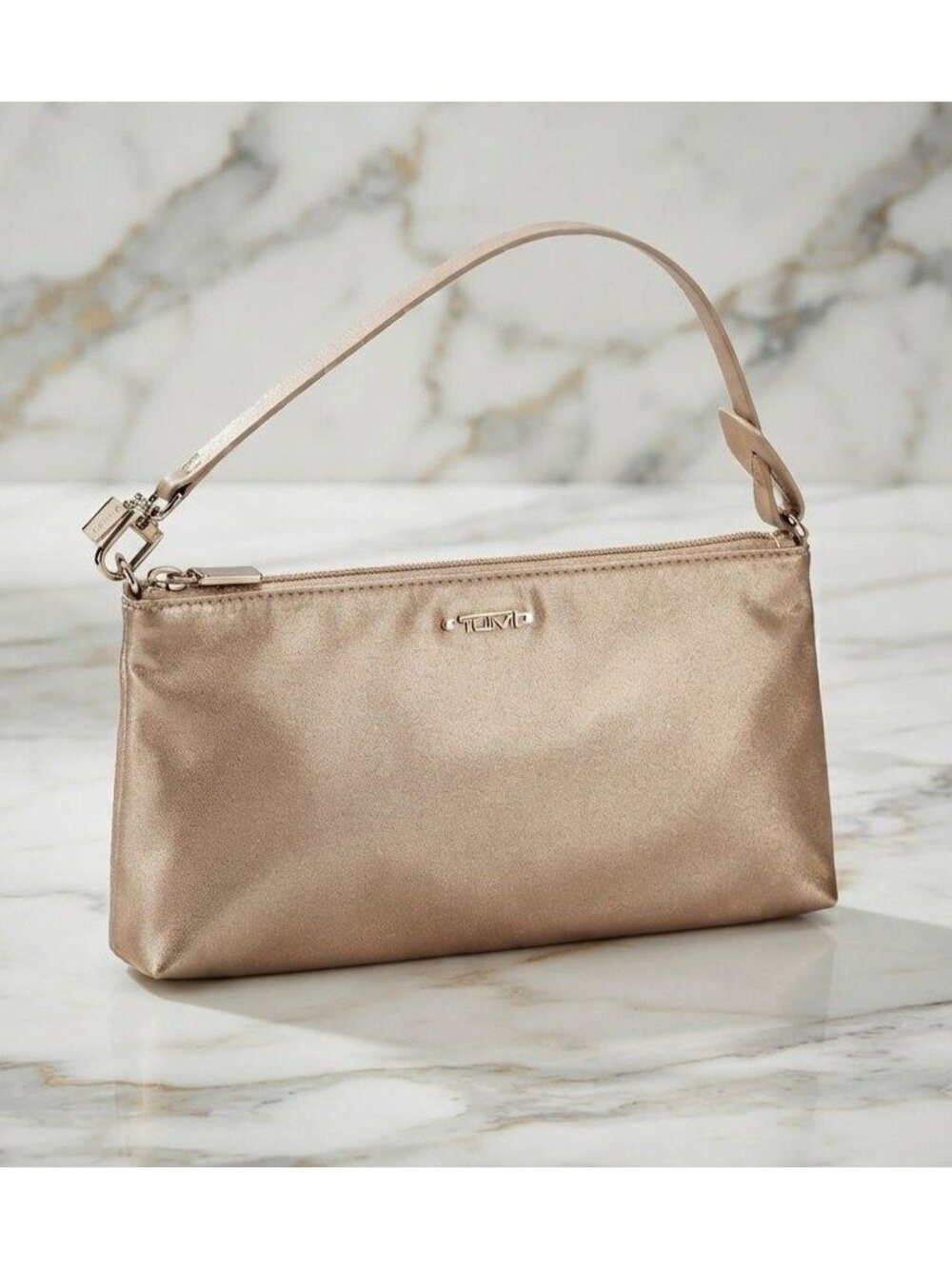 Tumi Rose Gold Metallic Zip Top Pouch